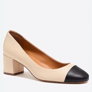 J. Crew Two-Tone Cream and Black Block Heels